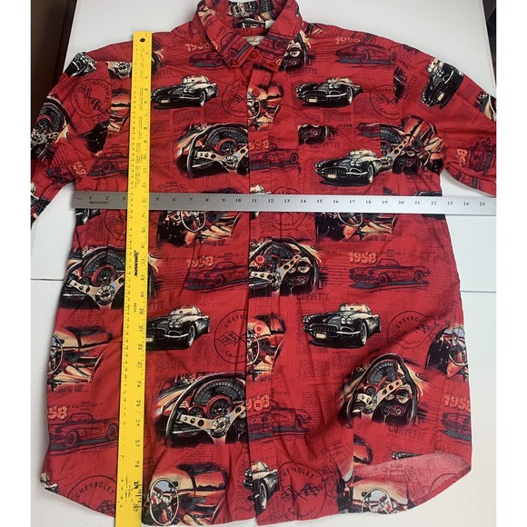 Joe Marlin 1950 Vintage Car Short Sleeve Red Button Hawaiian Shirt Chevy XXL 2XL - Picture 5 of 5
